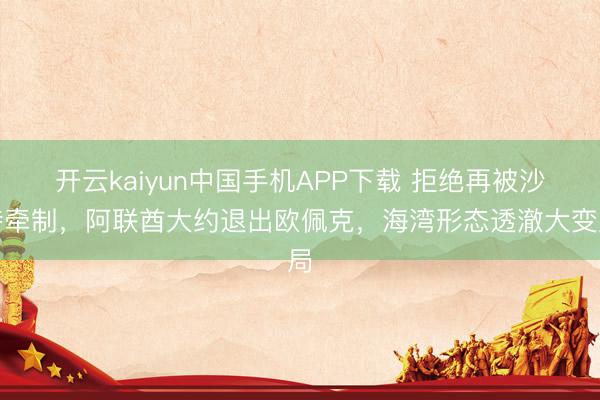 开云kaiyun中国手机APP下载 拒绝再被沙特牵制，阿联酋大约退出欧佩克，海湾形态透澈大变局