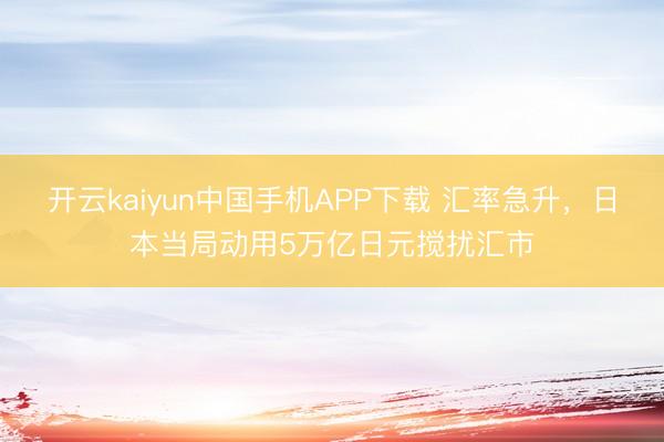 开云kaiyun中国手机APP下载 汇率急升,日本当局动用5万亿日元搅扰汇市