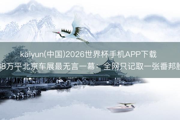 kaiyun(中国)2026世界杯手机APP下载 38万平北京车展最无言一幕：全网只记取一张番邦脸