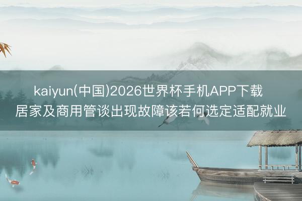 kaiyun(中国)2026世界杯手机APP下载 居家及商用管谈出现故障该若何选定适配就业