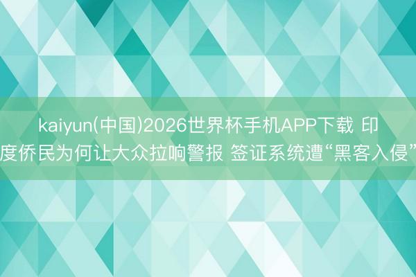 kaiyun(中国)2026世界杯手机APP下载 印度侨民为何让大众拉响警报 签证系统遭“黑客入侵”