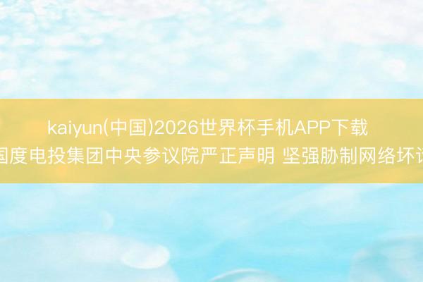 kaiyun(中国)2026世界杯手机APP下载 国度电投集团中央参议院严正声明 坚强胁制网络坏话