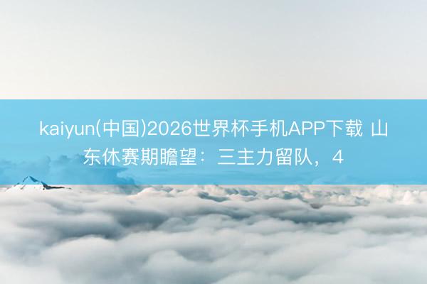 kaiyun(中国)2026世界杯手机APP下载 山东休赛期瞻望：三主力留队，4