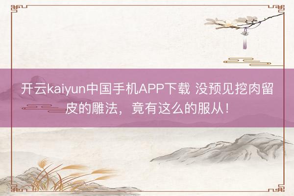 开云kaiyun中国手机APP下载 没预见挖肉留皮的雕法，竟有这么的服从！