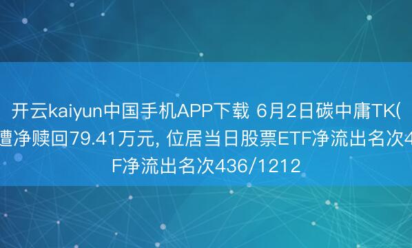 开云kaiyun中国手机APP下载 6月2日碳中庸TK(560560)遭净赎回79.41万元, 位居当日股票ETF净流出名次436/1212