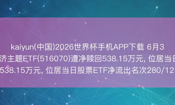 kaiyun(中国)2026世界杯手机APP下载 6月3日易方达中证内地低碳经济主题ETF(516070)遭净赎回538.15万元， 位居当日股票ETF净流出名次280/1218