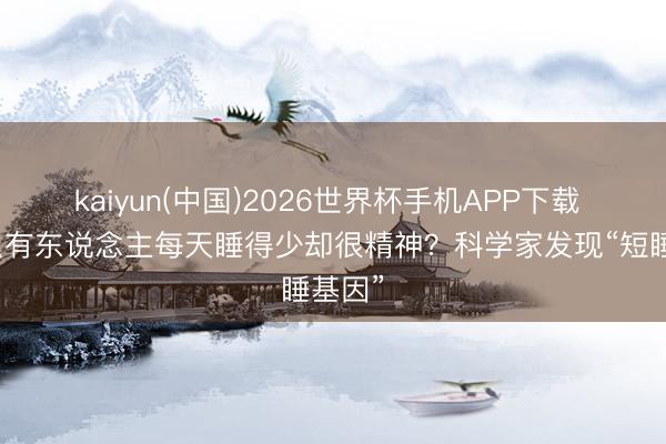 kaiyun(中国)2026世界杯手机APP下载 为什么有东说念主每天睡得少却很精神？科学家发现“短睡基因”