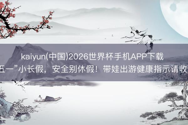 kaiyun(中国)2026世界杯手机APP下载 “五一”小长假，安全别休假！带娃出游健康指示请收好
