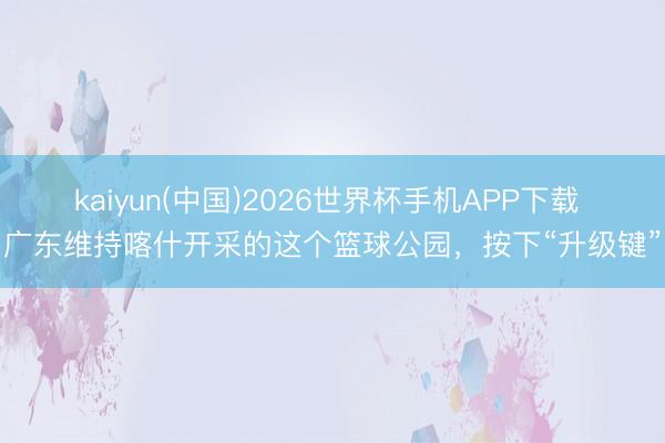kaiyun(中国)2026世界杯手机APP下载 广东维持喀什开采的这个篮球公园,按下“升级键”